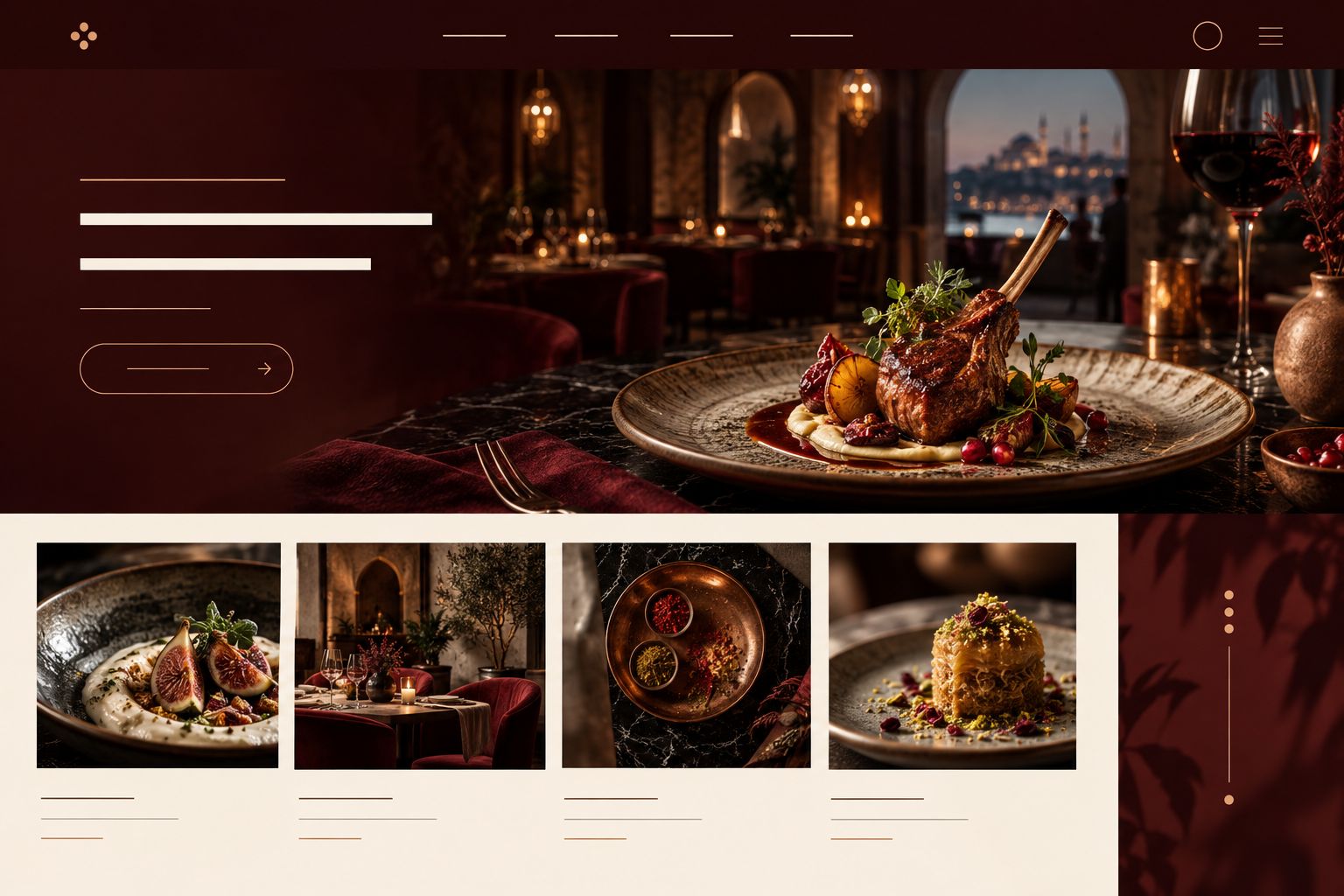 Restoran web sitesi için özgün konsept